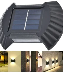 Fasadne solarne zidne lampe sa 'šišmiš' efektom svetla na zidu noću.