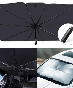 Kišobran za automobil postavljen na šoferšajbnu, pruža zaštitu od sunca