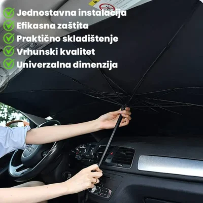 Kišobran za šoferku koji efikasno smanjuje unutrašnju temperaturu automobila