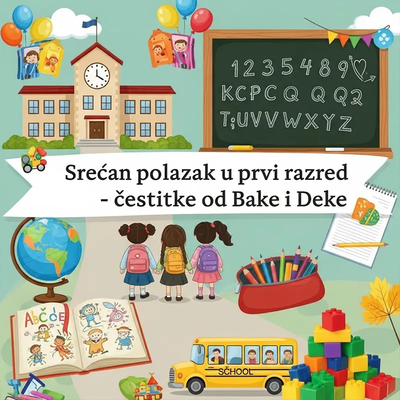 Baka i deka čestitaju unuku polazak u prvi razred