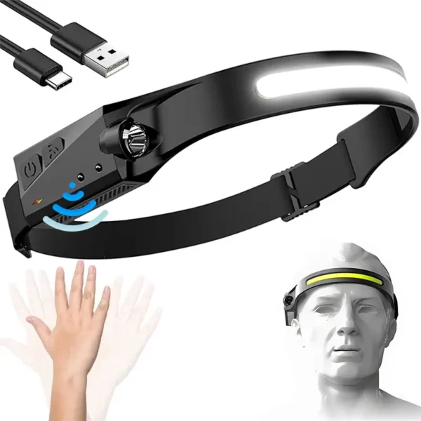 Pametna USB punjiva LED lampa za glavu, ultralaka i udobna