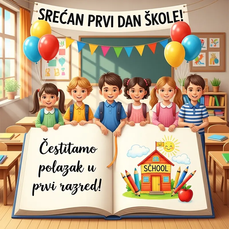 Srećan prvi dan škole uz balone i pribor