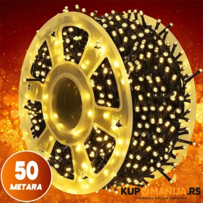 Novogodišnje sijalice dužine 50 metara sa žutim LED diodama