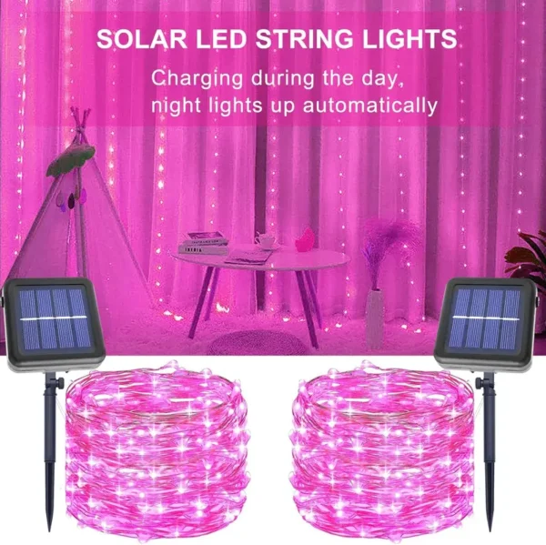 Prelepe roze solarne lampice za dekoraciju terase, balkona i ograde