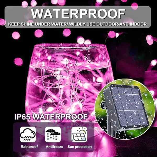 Roze solarne LED lampice koje se automatski pale noću