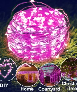 Svetlosni niz solarnih sijalica od 10 metara sa 100 roze LED dioda