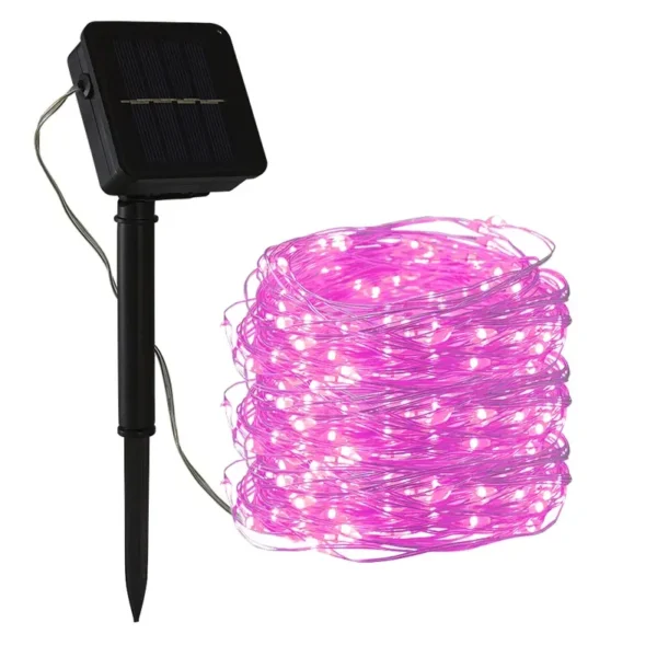 Roze solarne sijalice na tankoj i fleksibilnoj bakarnoj žici za lako oblikovanje