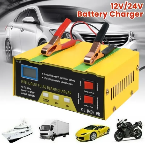 Automatski punjač akumulatora sa inteligentnim prepoznavanjem napona 12V i 24V