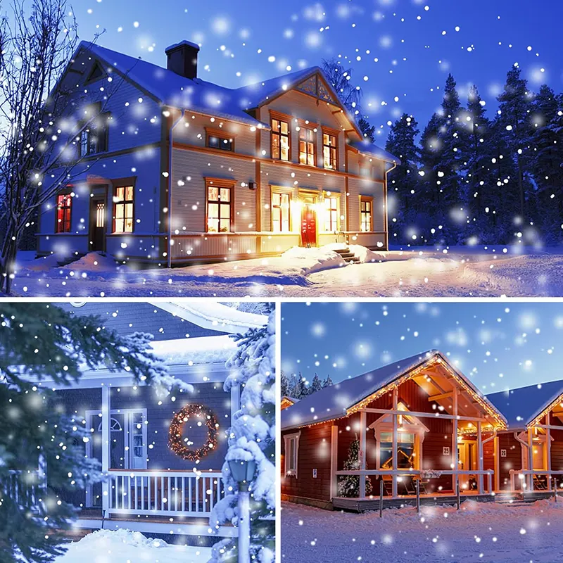 Božićni projektor bele svetlosne tačke stvara realističan efekat snežnih pahulja