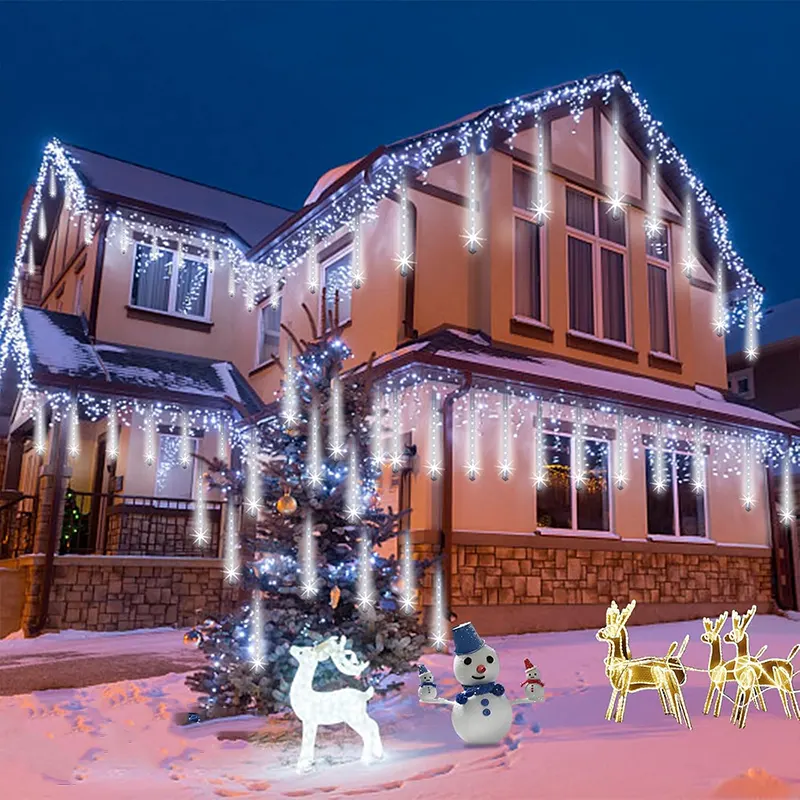 Dekorativna bela meteorska kiša sa efektom snežnih svetlosnih tragova