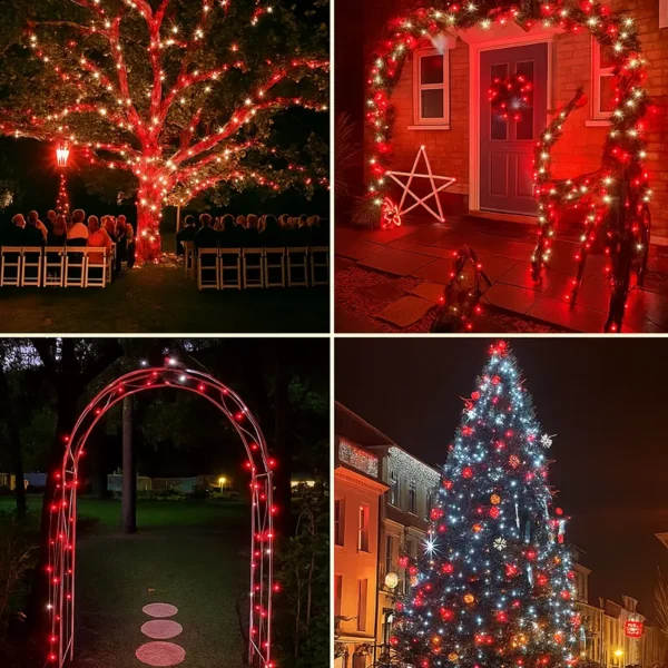 Dvobojne lampice LED crveno belo idealne su za dekoraciju bašte i ograde