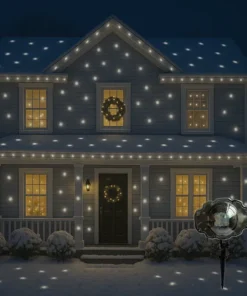 Led projektor snežne pahulje tačkice bele stvara čarobni efekat snega u vašem dvorištu