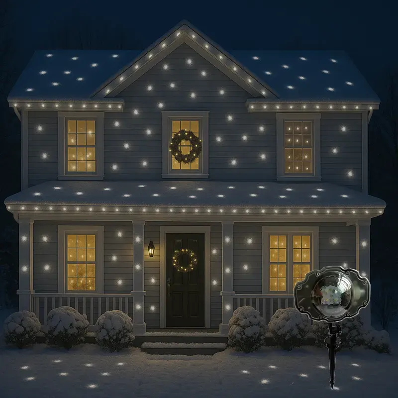 Led projektor snežne pahulje tačkice bele stvara čarobni efekat snega u vašem dvorištu