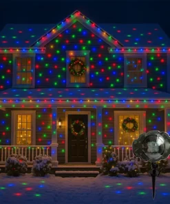 Led projektor snežne pahulje tačkice šarene stvara šarene svetlosne efekte i zimsku čaroliju