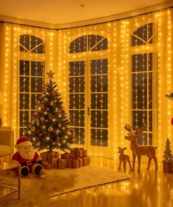 Žuta LED zavesa 3x3m sa 300 sijalica za topli zlatni sjaj prostora