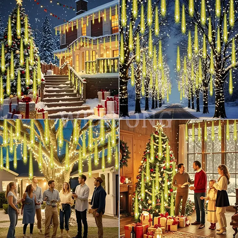 Meteorski pljusak sa zlatnim svetlosnim efektom za praznike