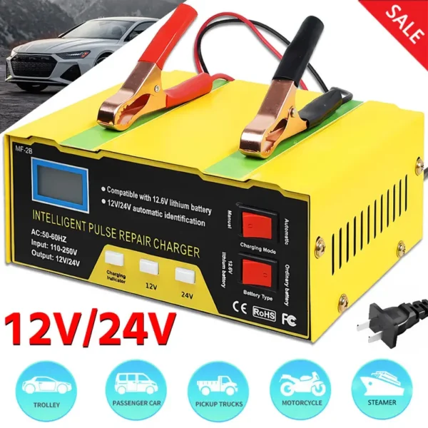 Pametni punjač akumulatora za 12V i 24V sa višestepenim punjenjem i reparacijom
