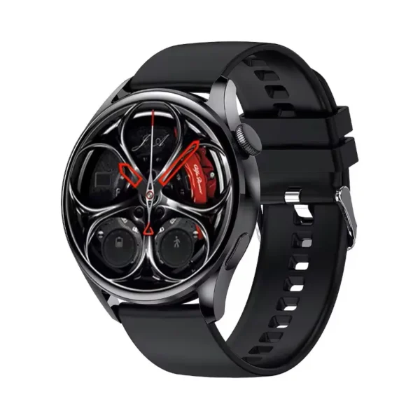 Srebrni model pametnog sata GT5 sa prefinjenom srebrnom metalnom narukvicom