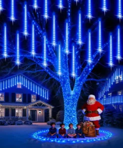 Plava meteorska kiša sa osam LED štapića za prazničnu dekoraciju