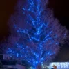 Plave solarne lampice na LED nizu stvaraju hladan ton i moderan izgled terase