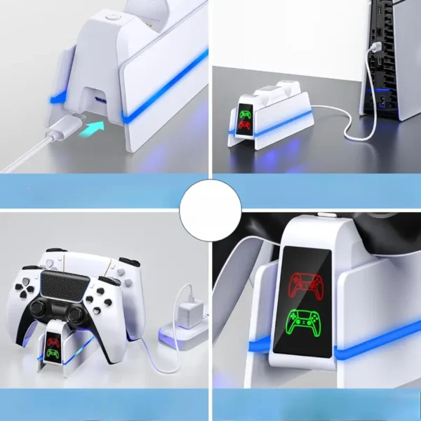 Dupli punjač za dva PlayStation 5 (PS5) DualSense kontrolera Punjač za PS5 kontrolere