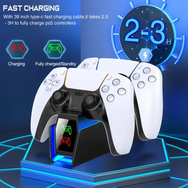 Dupli punjač za PS5 kontrolere koji dizajnom podseća na originalnu konzolu