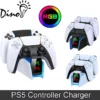 Dupli punjač za PS5 sa LED indikatorima koji pokazuju status punjenja