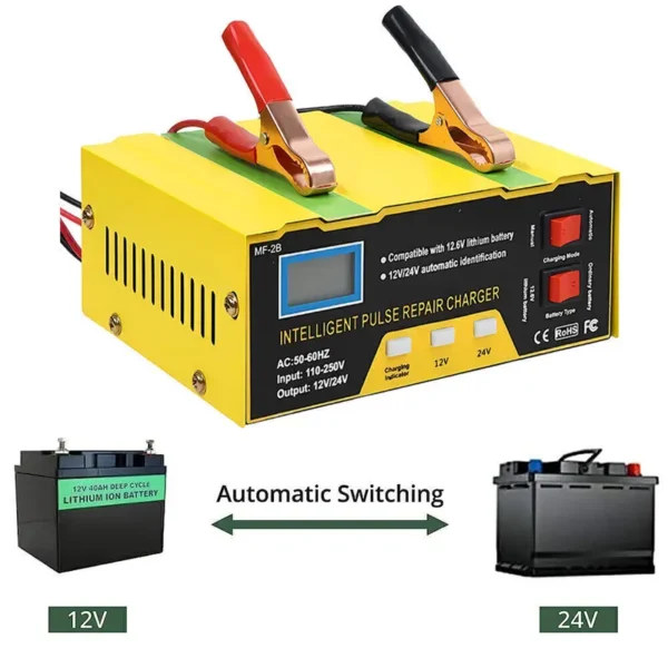 Funkcija pulsne reparacije na pametnom punjaču za oporavak 12V i 24V akumulatora