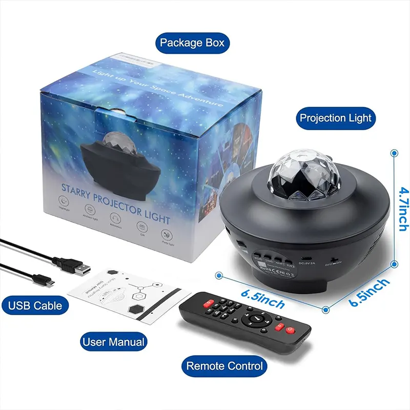 RGB LED projektor kugla stvara iluziju zvezdanog neba i razigranih boja