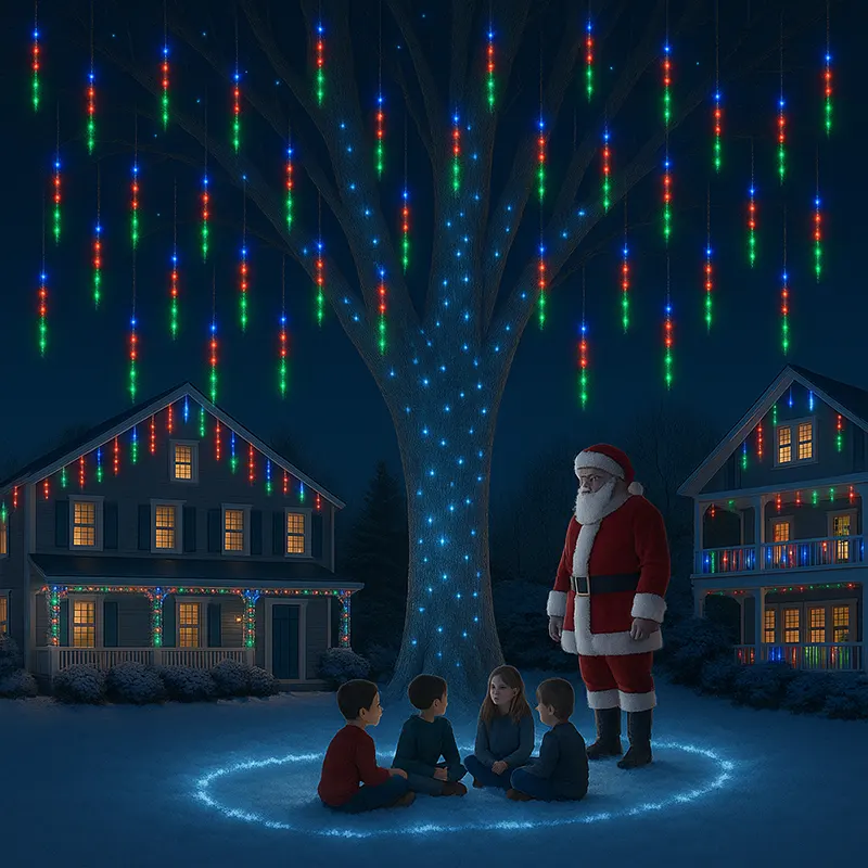 Šarena meteorska kiša 8 štapića sa RGB svetlosnim efektom za praznike