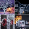 Solarne LED lampice na dugačkom nizu unose nežan beli sjaj na balkone i prozore