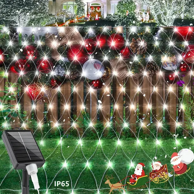 Solarne LED sijalice mreža bela 1,5x1,5m osvetljavaju prostor bez kablova