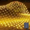 Solarne LED sijalice mreža žuta 1,5x1,5m stvara toplo i prijatno osvetljenje