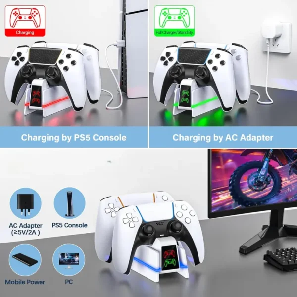 Stanica (dock) za punjenje i odlaganje dva PS5 DualSense kontrolera