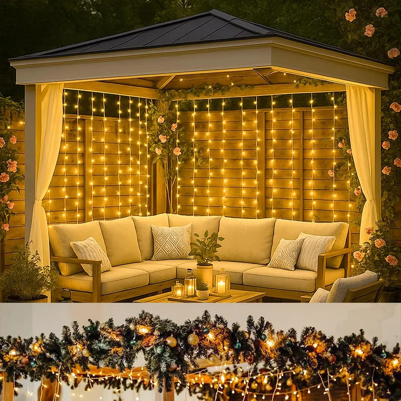 Ukrasna žuta zavesa od lampica za unutrašnju dekoraciju