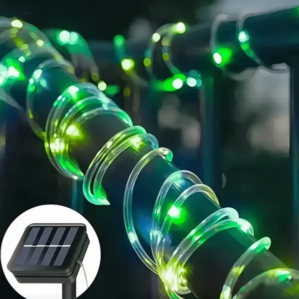 Zelene solarne sijalice u PVC crevu unose svežinu i prirodnu harmoniju